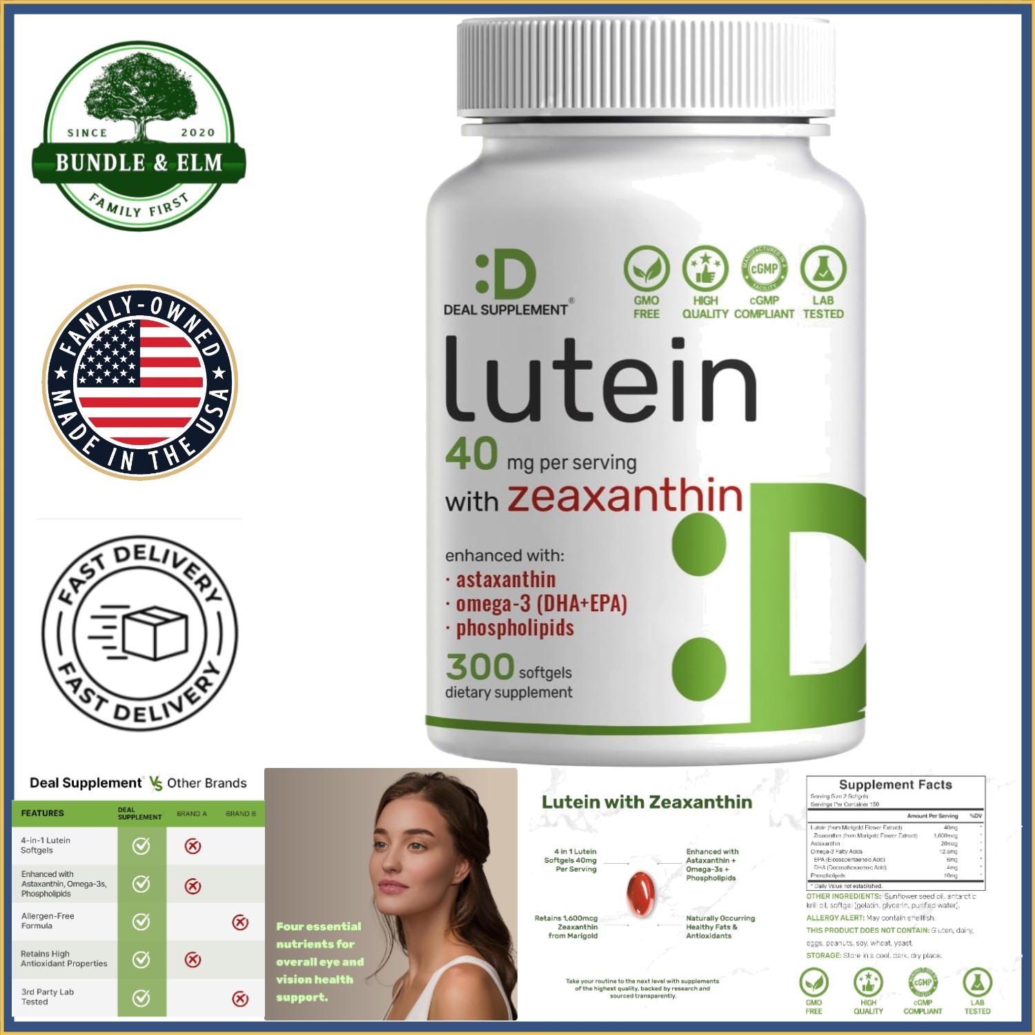 Lutein and Zeaxanthin Softgels with Astaxanthin, Omega-3s, and Phospholipids