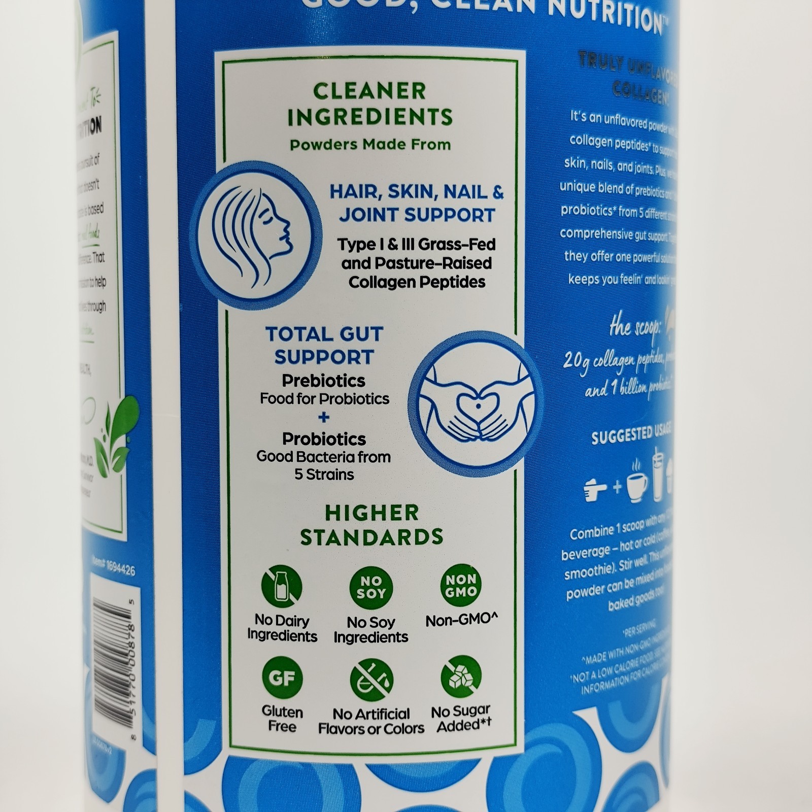 Orgain Collagen Peptides + Probiotics Powder – Unflavored, 1.6lb. Exp. 10/26