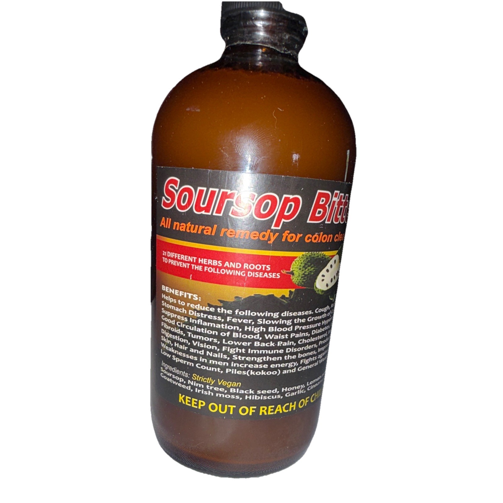African Indian Herb’s Soursop Bitters Detox Cleanser Liquid 16oz All Natural