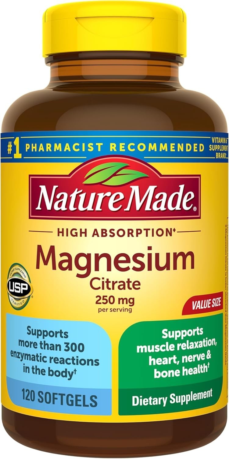 Nature Made Magnesium Citrate 250mg Softgels – Muscle & Heart Support, 120ct