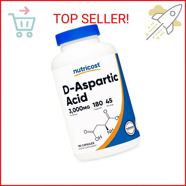 Nutricost D-Aspartic Acid (DAA) Capsules 3000mg Per Serving (180 Capsules) – Non