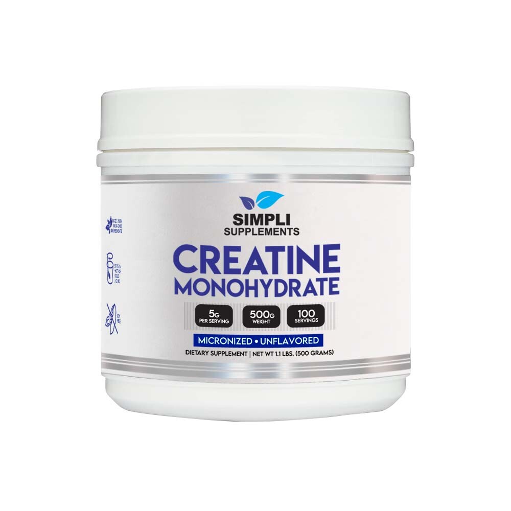 Simpli Supplements Pure Creatine Monohydrate (Micronized) – 500 Grams – 5g Servi