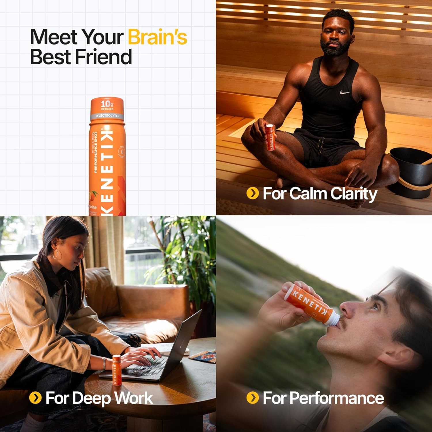 KENETIK Caffeine-Free Focus Shots C Brain Fuel for Mental Clarity and Cognitive