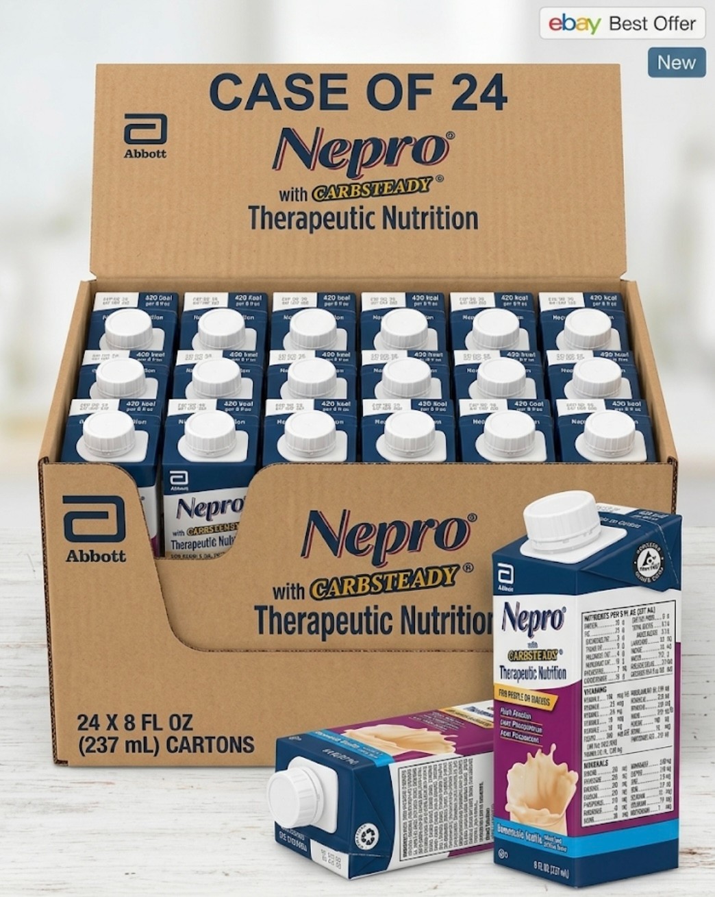 Nepro Homemade Vanilla Dialysis Drink 8 fl oz – 64803 (Case of 24 Exp 10/2026 )