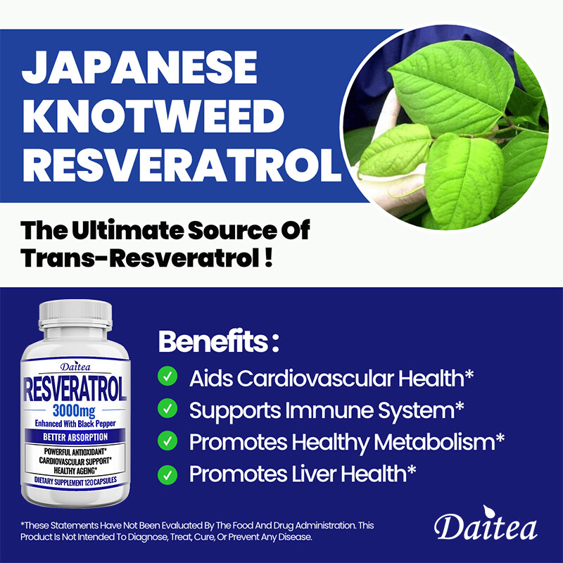 Resveratrol 3000 Mg – Powerful Antioxidant, Vibrant & Young Skin, Non-GMO