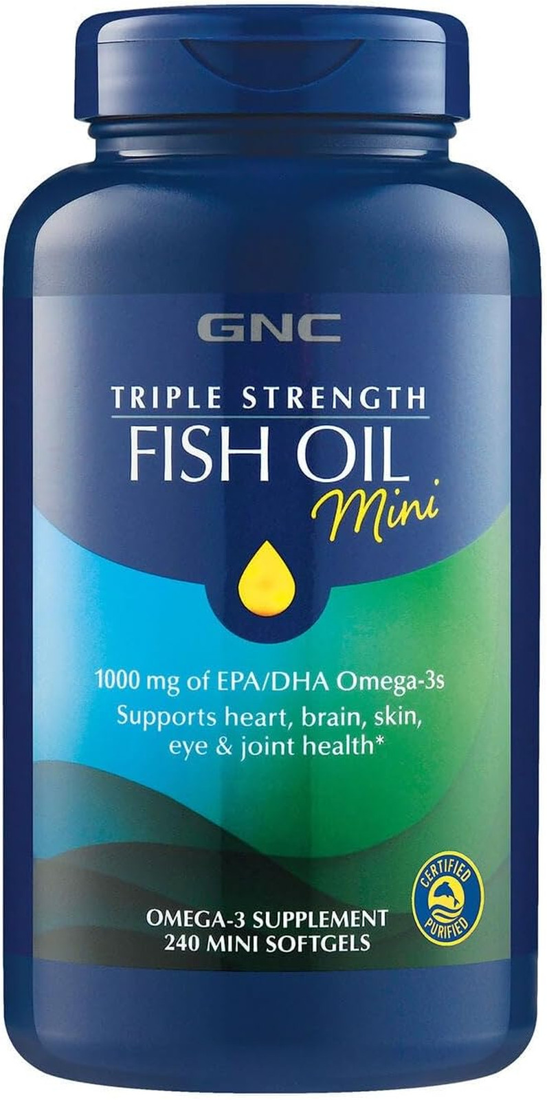 GNC Triple Strength Fish Oil Mini Omega 3 Supplement, 1000Mg EPA and DHA, Suppor