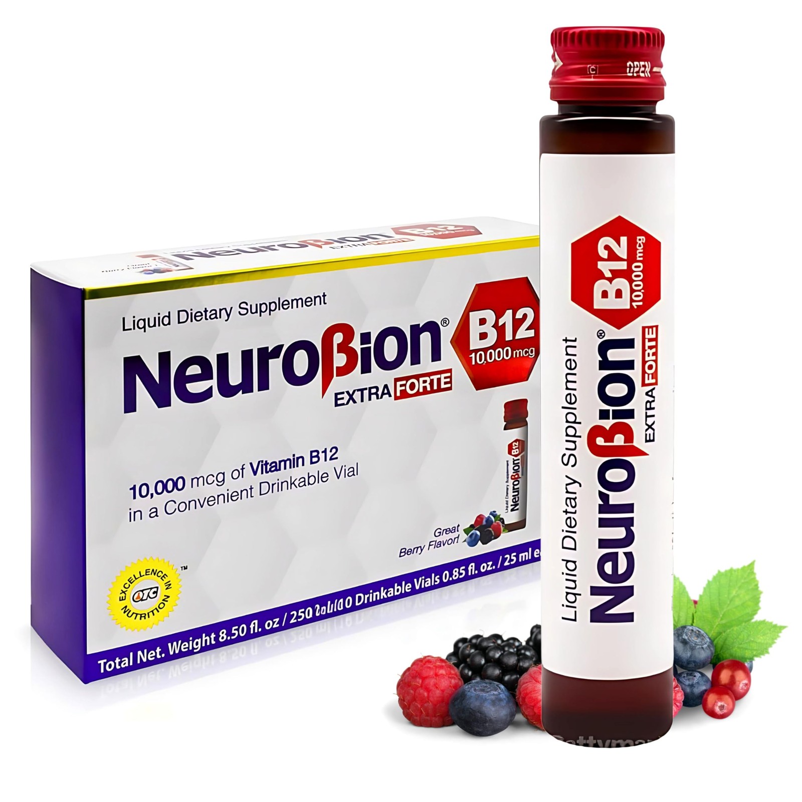 Neurobion Extra Forte B12 10,000 mcg Vials, Liquid – 0.85 Fl Oz (Pack of 10)