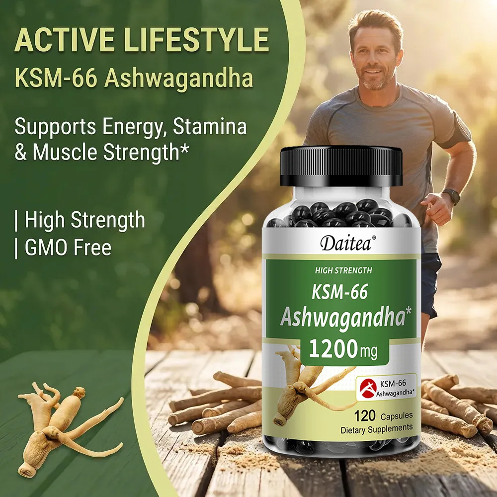 KSM-66 Ashwagandha 1200Mg Capsules, Stress Relief, Energy, Focus, Muscle Recover