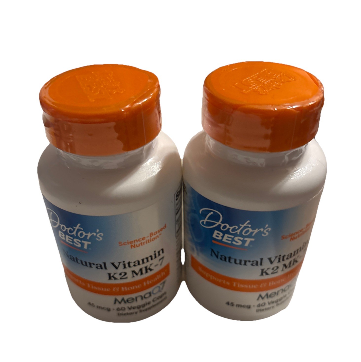 2X Doctors Best Natural Vitamin K2 MK-7, Supports Tissue & Bone Health Exp 08/26