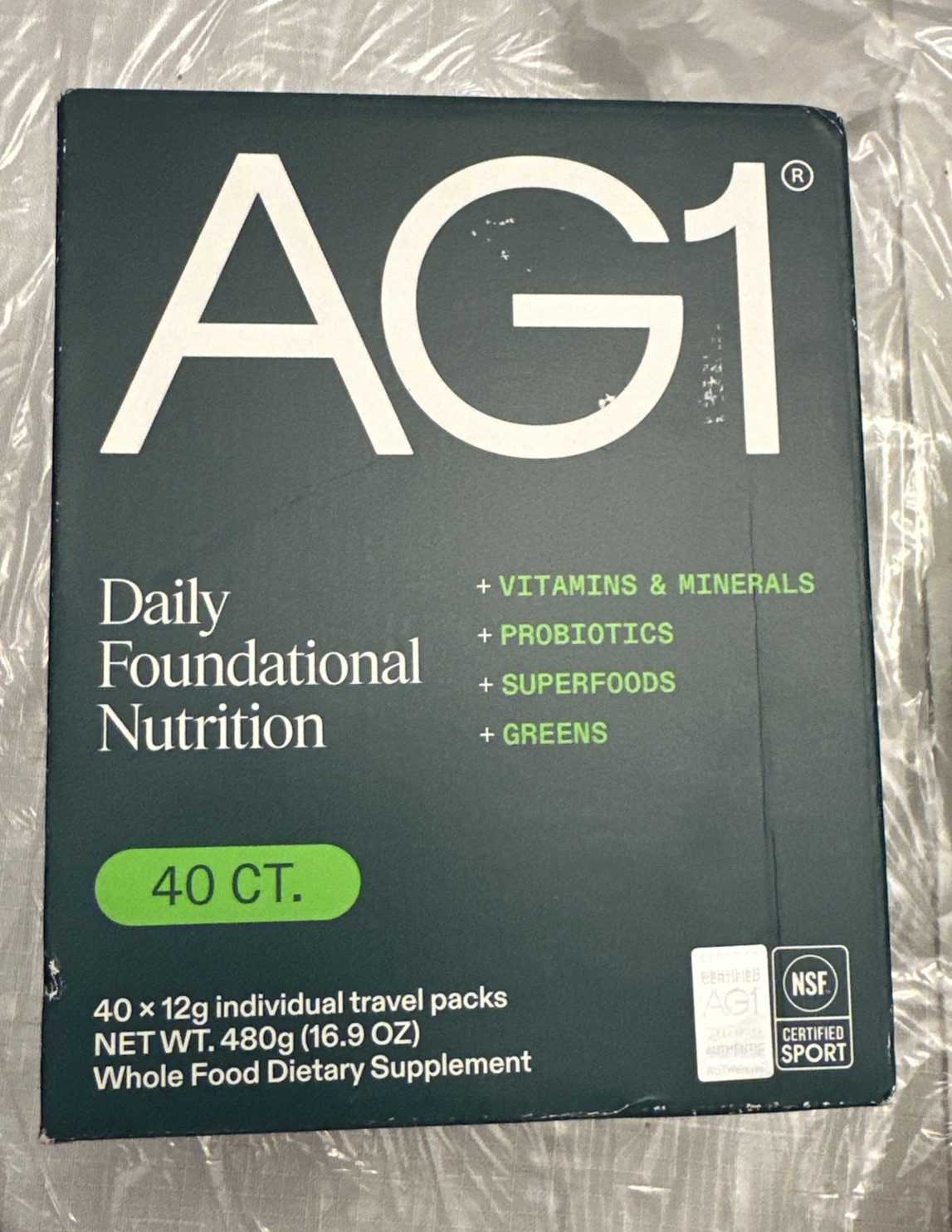 AG1, Greens, Daily Foundational Nutrition, Packet, 40 CT, Sealed Box, EXP 05/26