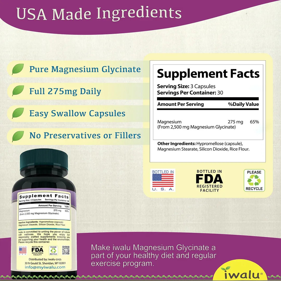 Magnesium Stress Supplement | Best Calming Capsule Pill Men Women FREE SHIP