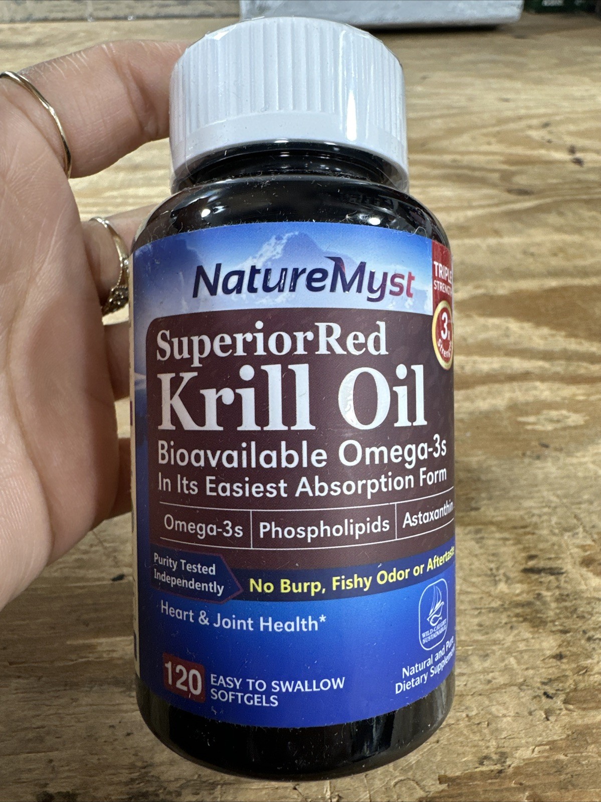 NatureMyst Krill Oil Triple Strength 240 Softgels Omegs-3s, No Burp Exp. 04/2026