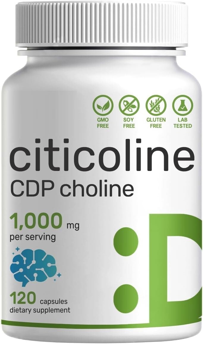 Citicoline CDP Choline 1000mg 120 Caps supports Brain Cognitive Function