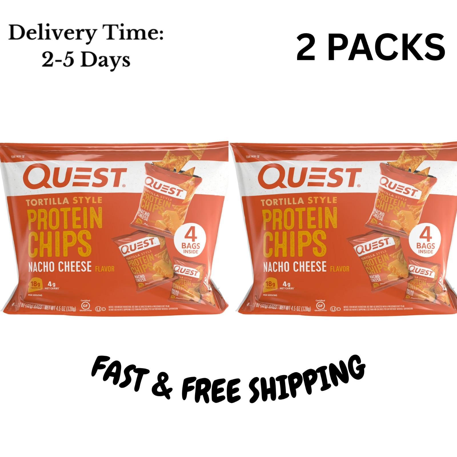 Quest Tortilla Style Protein Chips – Nacho Cheese (8 Bags)