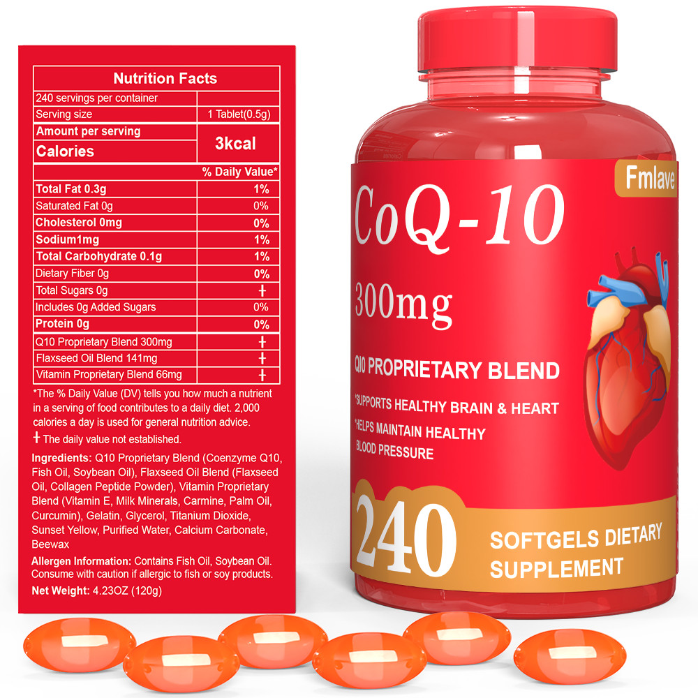CoQ-10 300mg 240 Softgels Coq10 Co Q10 Coenzyme Heart Support NON GMO Fmlave USA