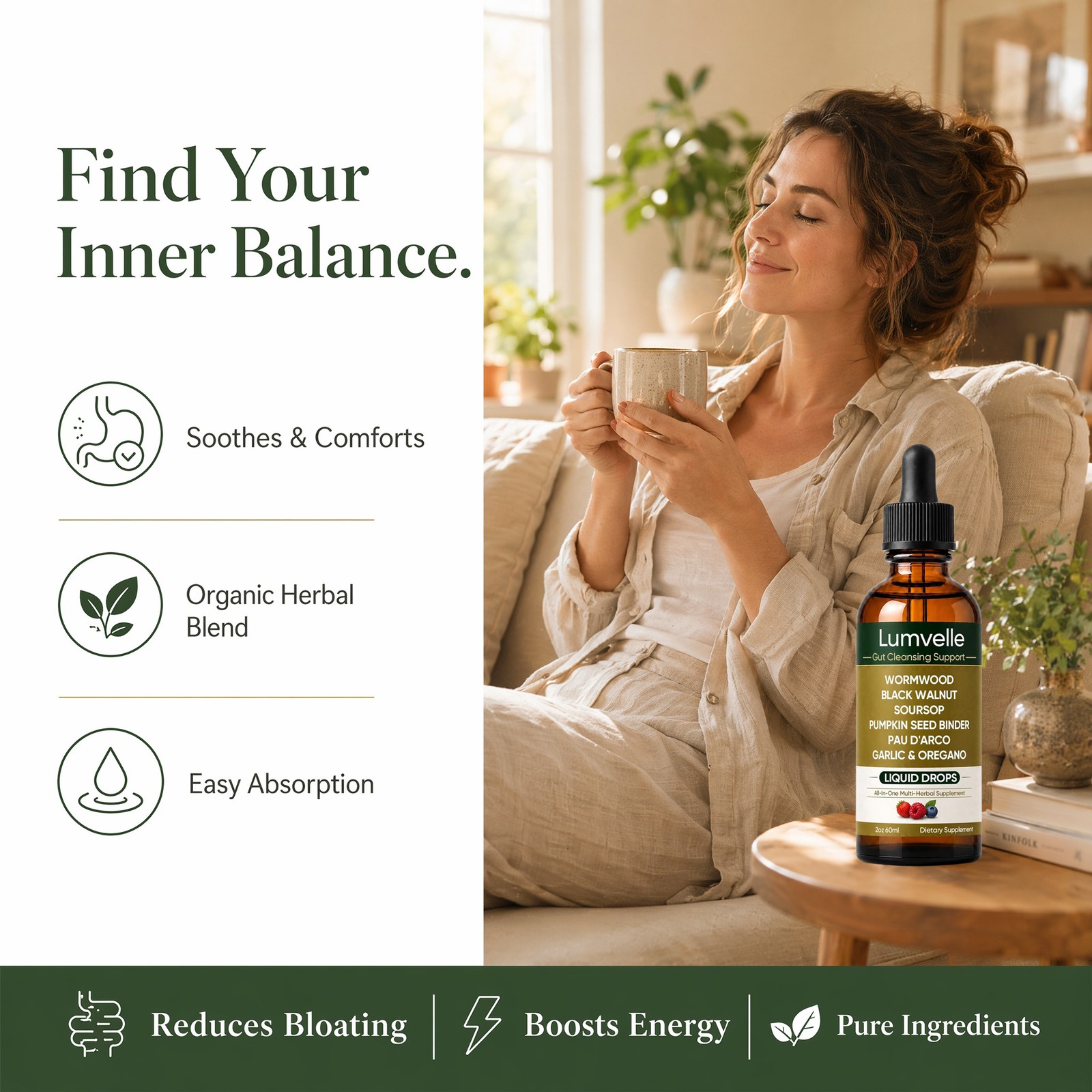 Wild LUMVELLE Harvested Wormwood Herbal Liquid Botanical Supplement Drops