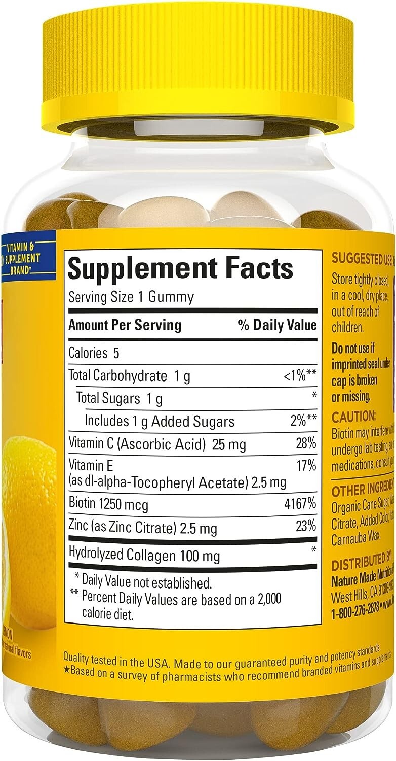 Nature Made Collagen with Vitamin C, Zinc & Biotin Dietary Supplement 60 Gummies