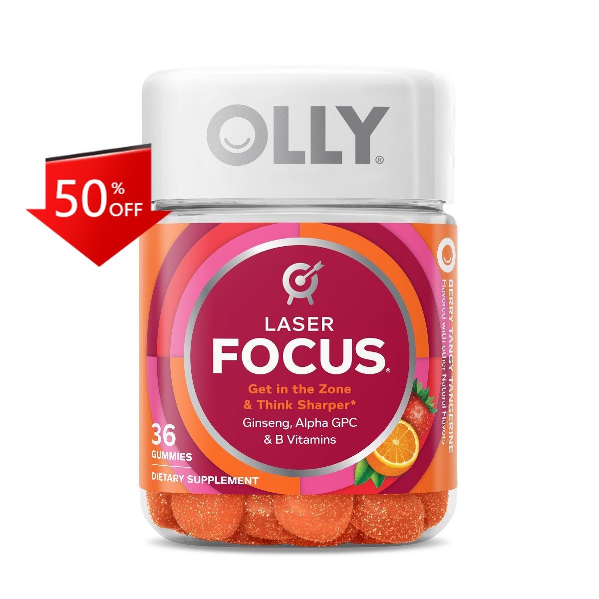 OLLY Laser Focus Gummies – Berry Tangy Tangerine – 36ct: Gluten-Free,