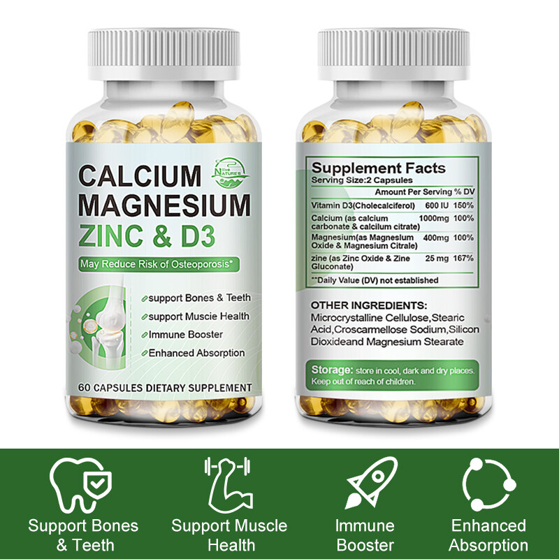 Calcium Magnesium Zinc with Vitamin D3 Strong For Bone Health Muscle Improvement
