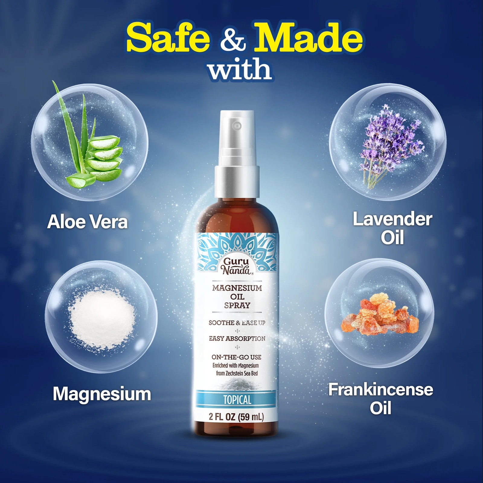 Magnesium Oil Spray for Fast Muscle Relief & Aches – 2oz Quick Absorb