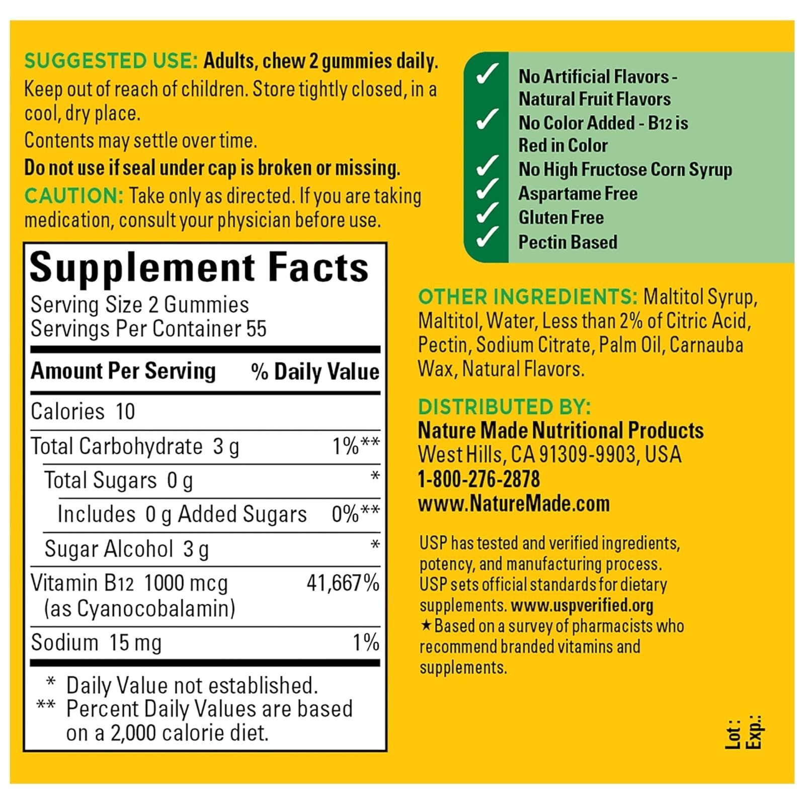 Nature Made Zero Sugar Energy Vitamin B12 Gummies 1000 mcg – 110 Count