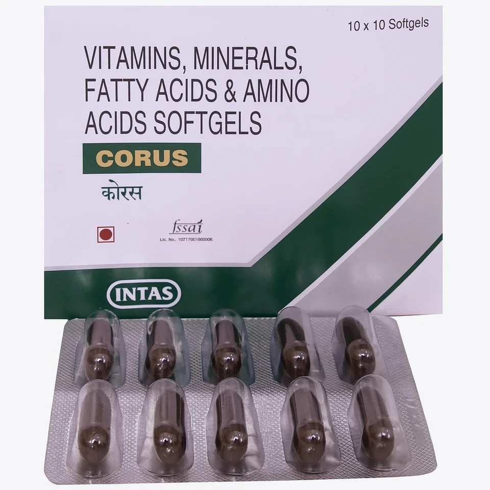 Charak Corus Soft Gelatin Capsules – 100 Caps for General Health & Well‑Being