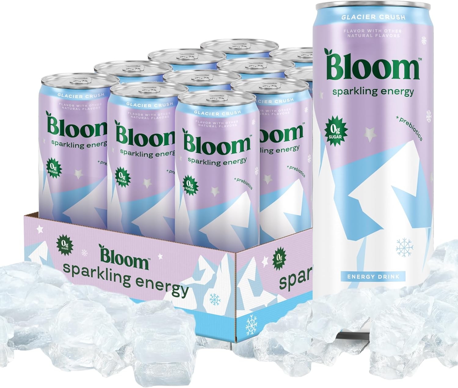 Bloom Nutrition Sparkling Energy Drink Natural Caffeine Zero Sugar Glacier Crush