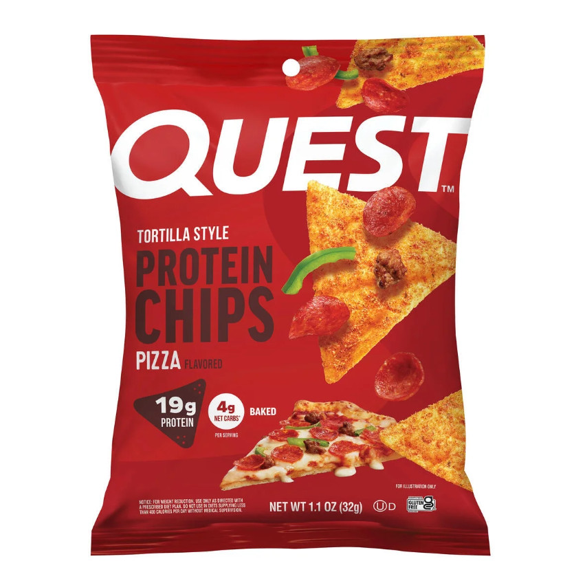Quest Tortilla Style Protein Chips, 19g Protein,Pizza Flavor, 1.1oz Bags 4ct