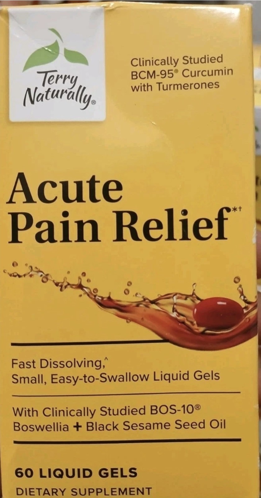 Terry Naturally CuraMed ACUTE PAIN Curcumin Factor 60 Liquid Gels Exp 6/26