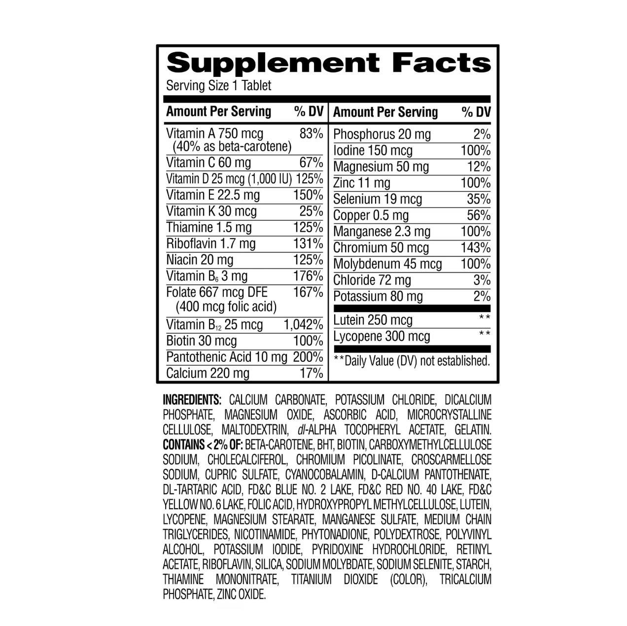 Equate Complete Multivitamin Tablets for Adults Aged 50+ 220 Count