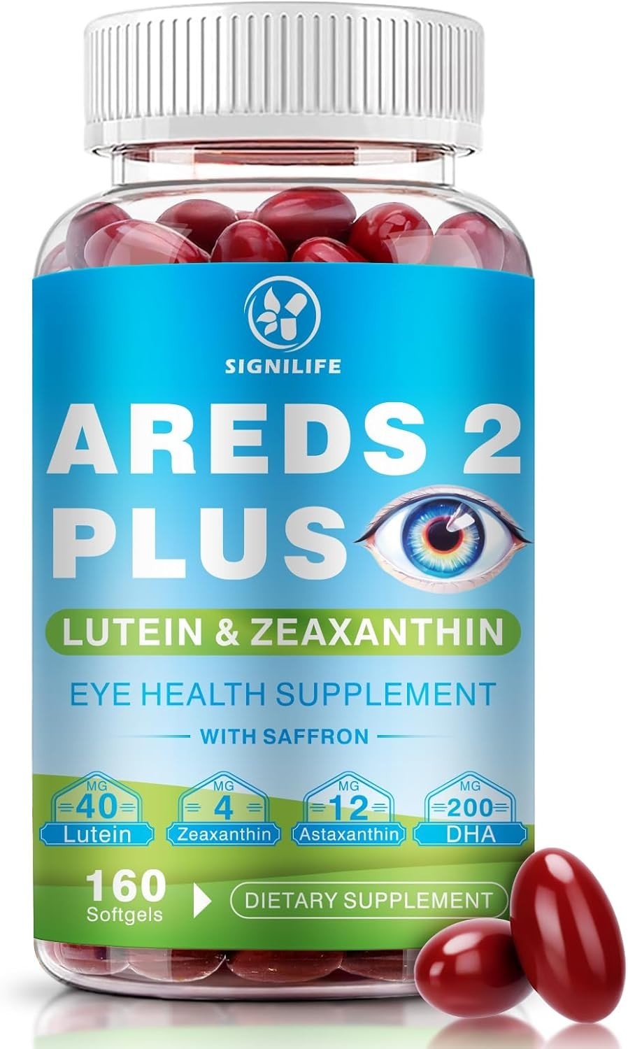 AREDS 2 Plus Eye Vitamins-40mg Lutein and 4mg Zeaxanthin with Astaxanthin 12m…