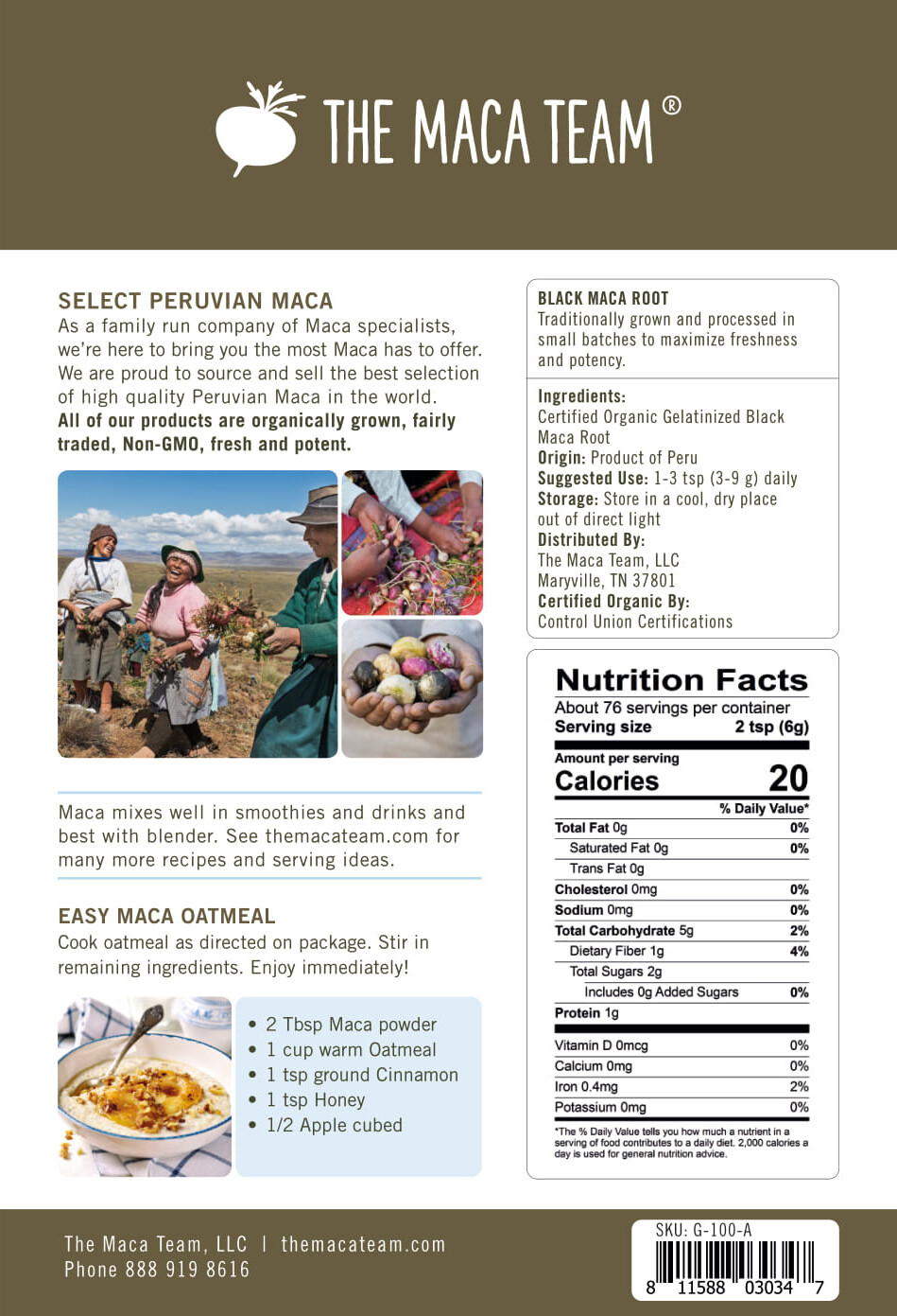 Organic Gelatinized Black Maca Root Powder – Fairly Traded Fresh Harvest
