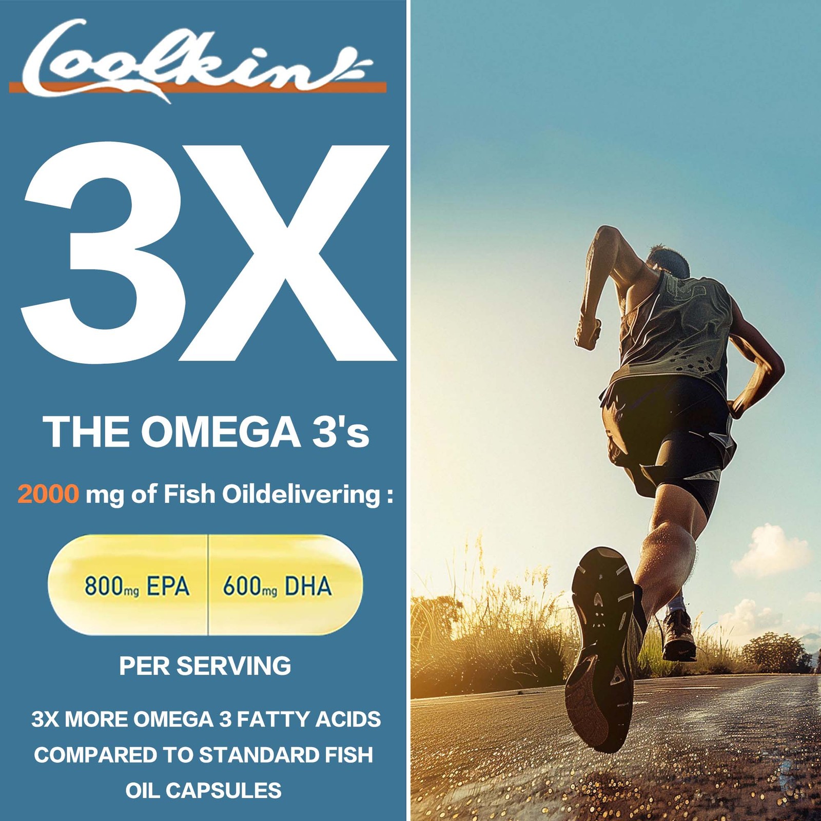 Omega 3 Fish Oil 2000mg – 3x Strength, Highest Potency – EPA & DHA,Joint Support