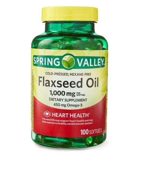Spring Valley Flaxseed Oil Softgels Dietary Supplement 1,000 mg 100 Count