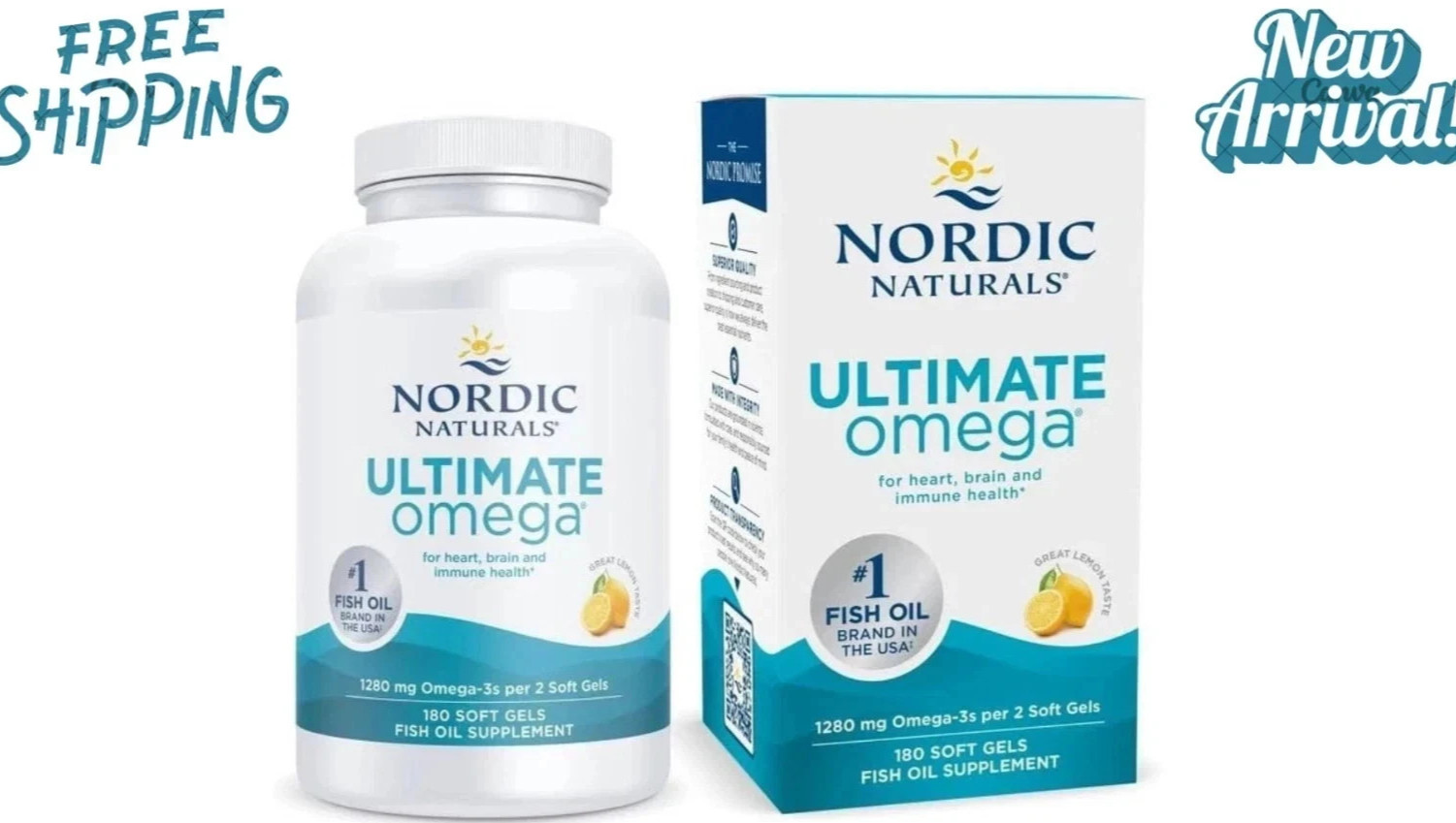 Nordic Naturals Ultimate Omega Lemon Flavour 1280 mg 180 Soft Gels EXP 03/2028