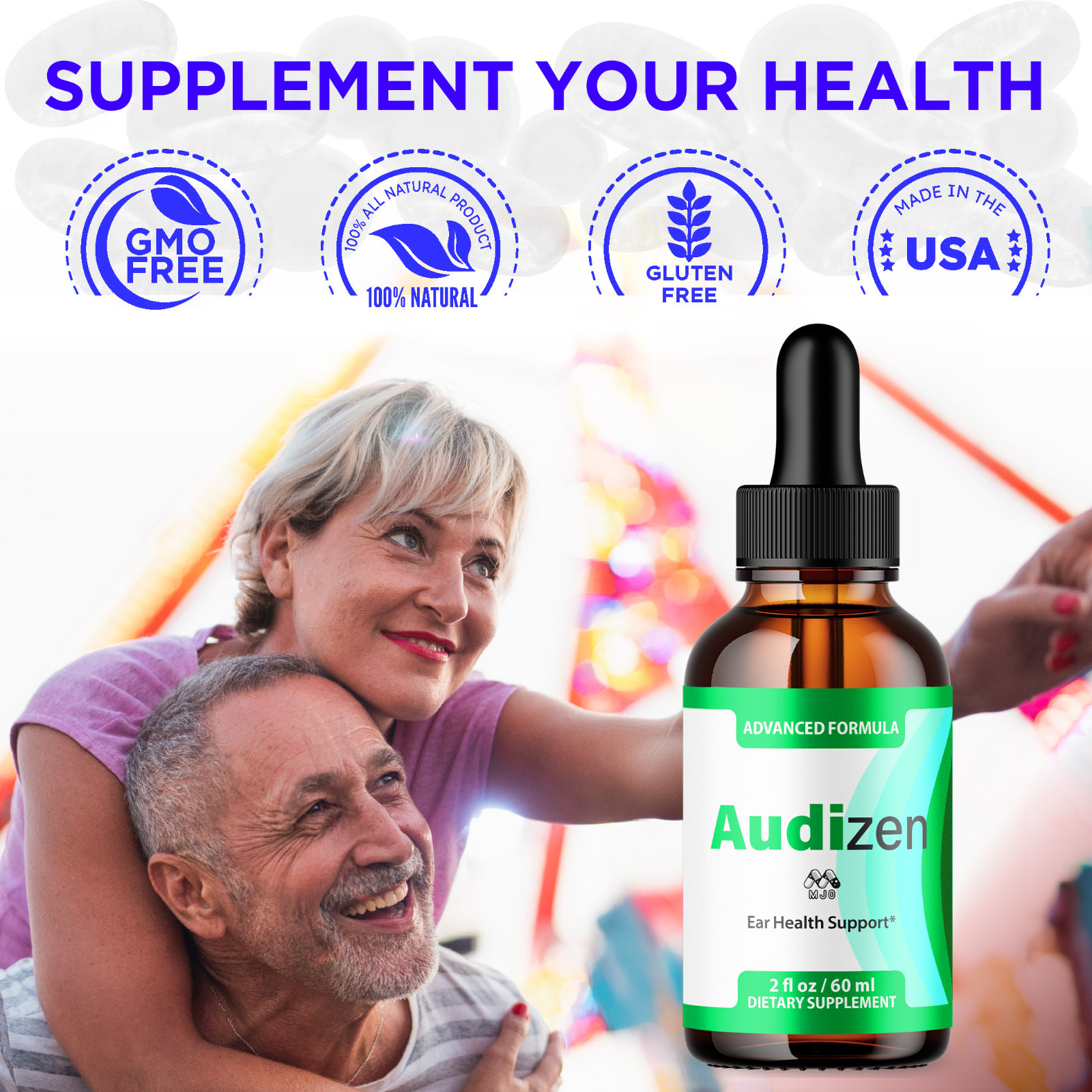 (2 Pack) Audizen Advanced Ear Health Support Drops Audi Zen Vitamin 60 Servings