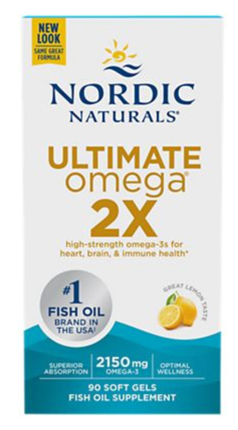 Nordic Naturals Ultimate Omega 2X, Lemon Flavor – 90 Soft Gels – 2150 mg Omega-