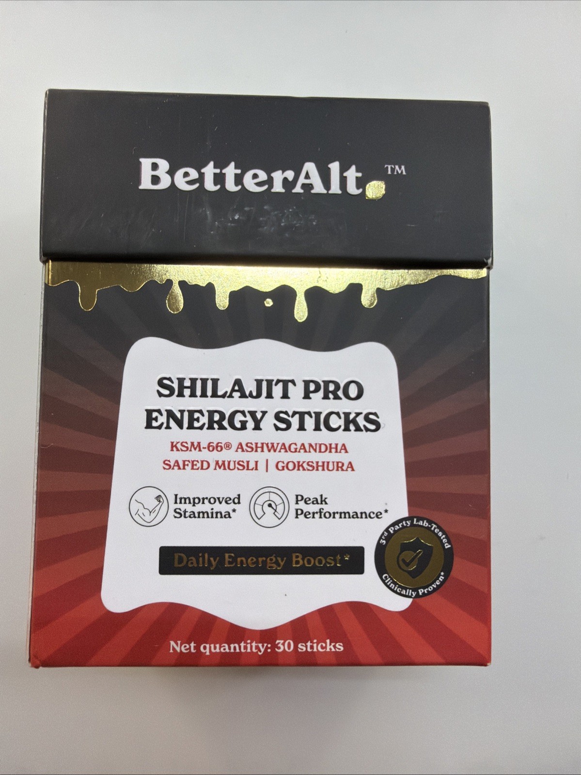 BetterAlt Energy Pro Sticks with Shilajit Ashwagandha 30 Sticks EXP 1/29