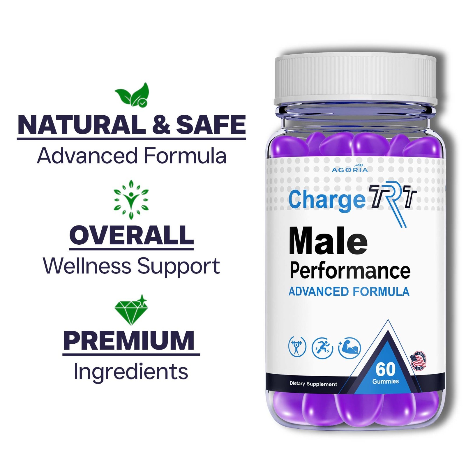 ( 6 Pack ) ChargeTRT Gummies, Charge TRT for Men, Male Health Support