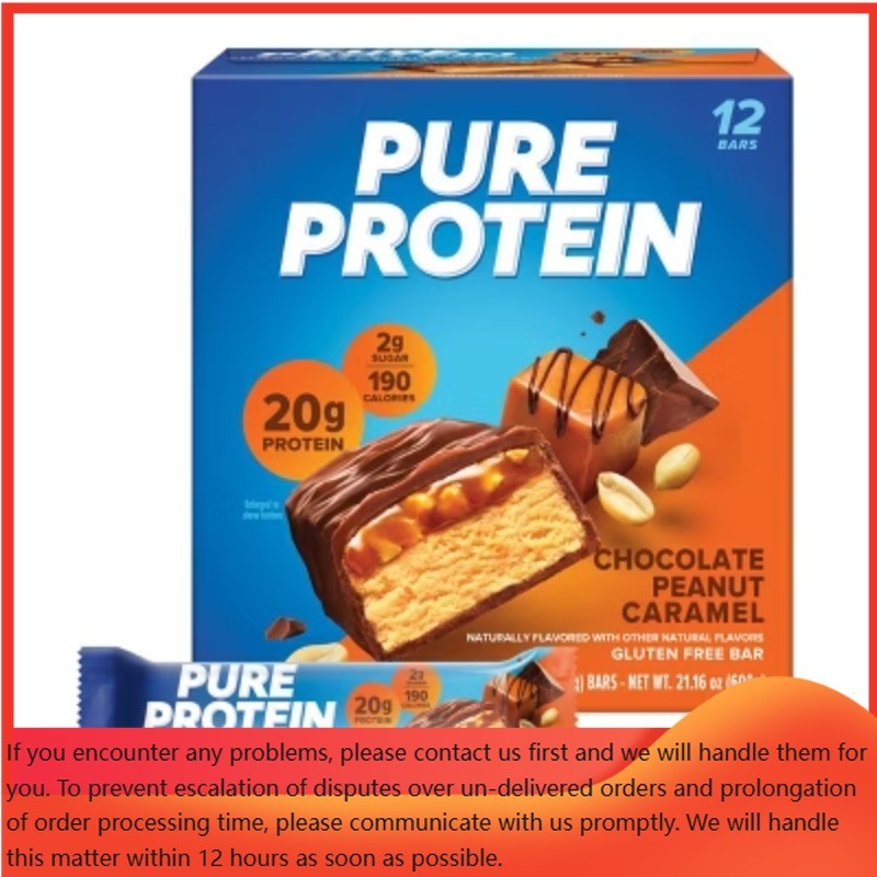 Pure Protein Chocolate Peanut Caramel , Chewy Protein Bar – 20g Protein – 12ct