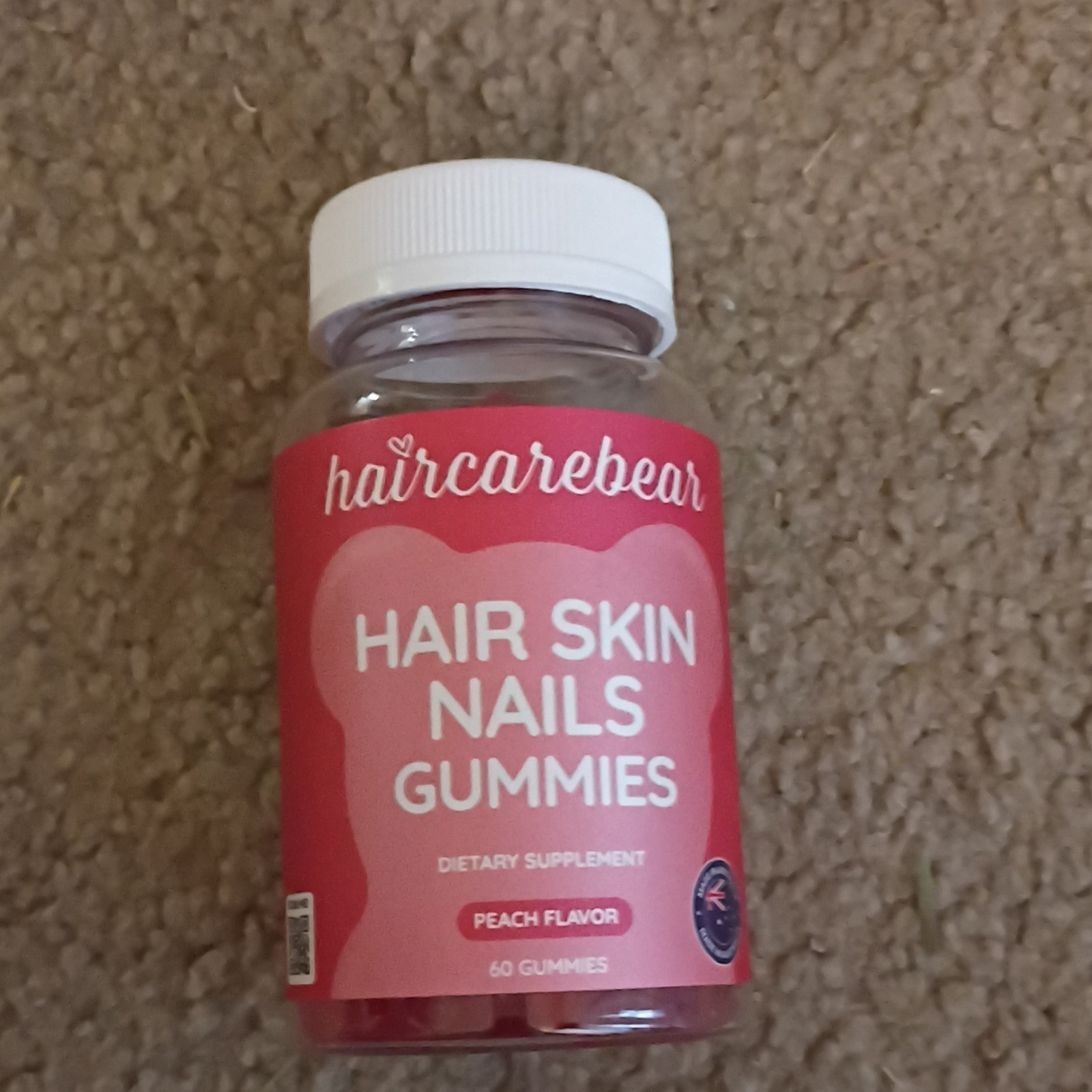 haircarebear Hair Skin Nails Gummies for Hair, Skin & Nails, Peach, 60, GF