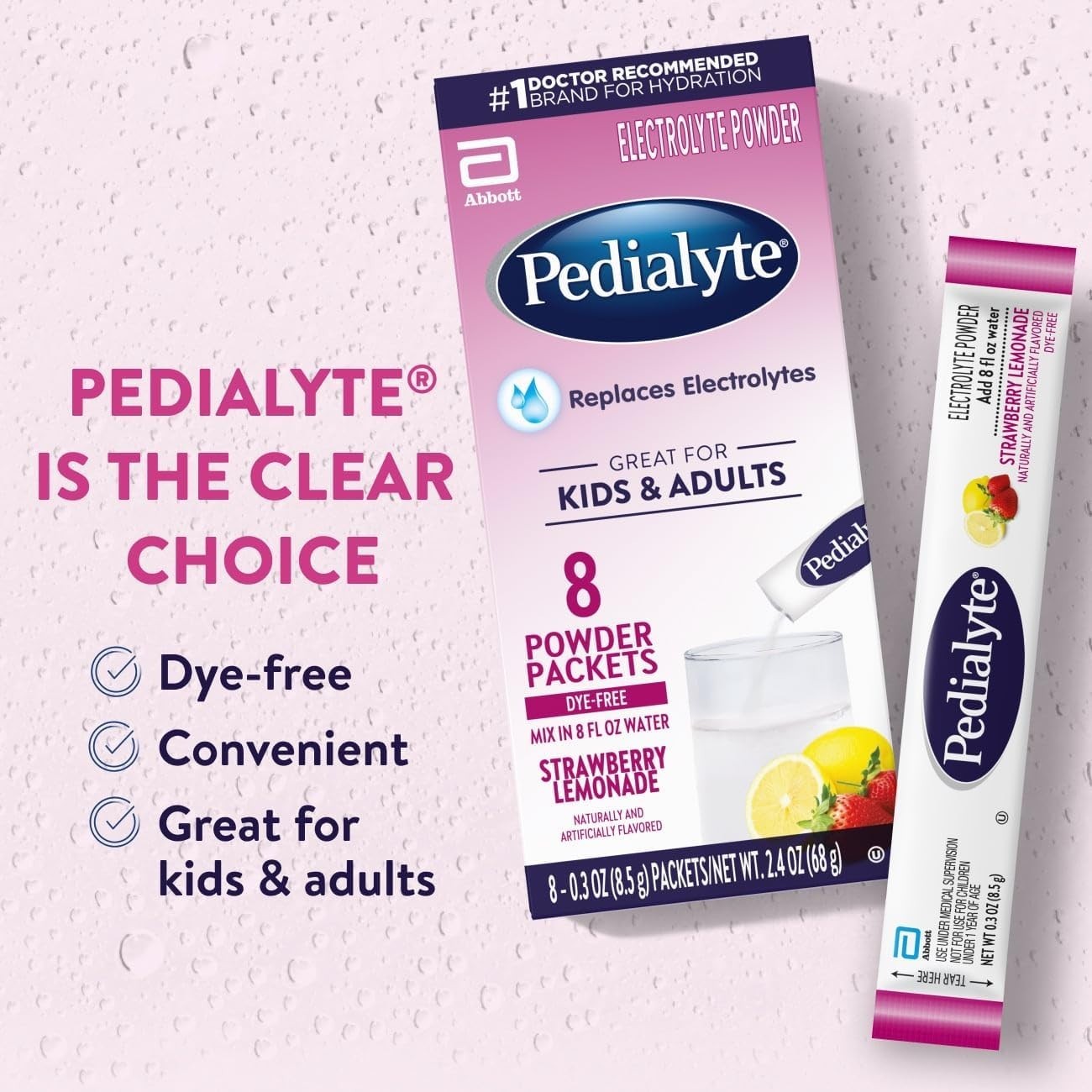 Dye-Free Electrolyte Powder Packets for Fast Hydration – Strawberry Lemonade,…