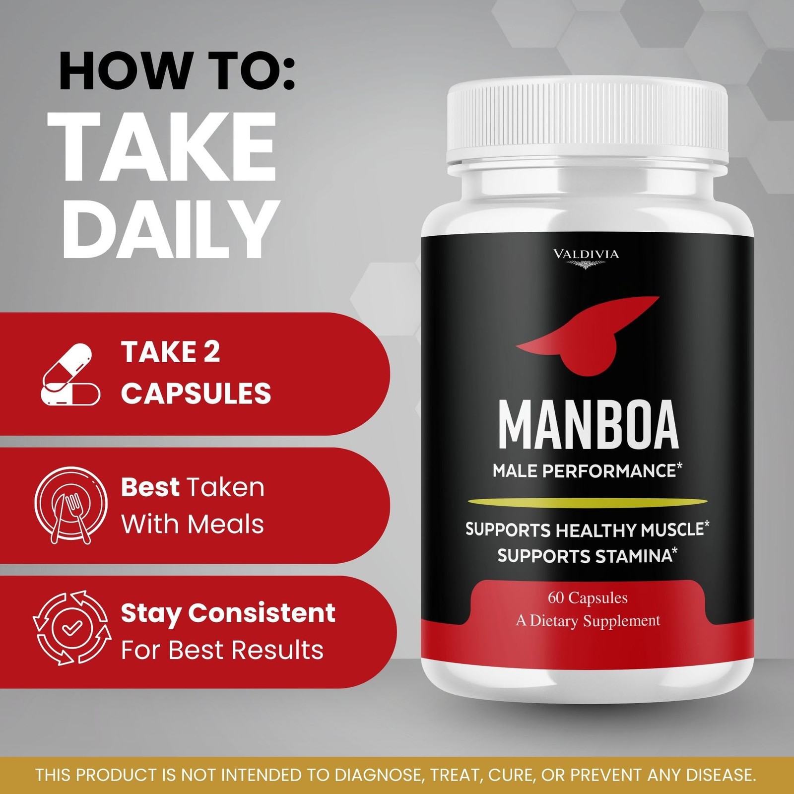 Manboa Men Daily Wellness Energy Support Supplement Capsules 1 Pack 60Ct