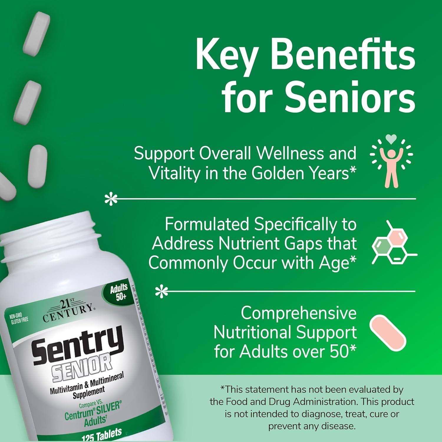 21st Century Sentry Senior Tablets 265 Count Gluten Free Nutritional Supplement