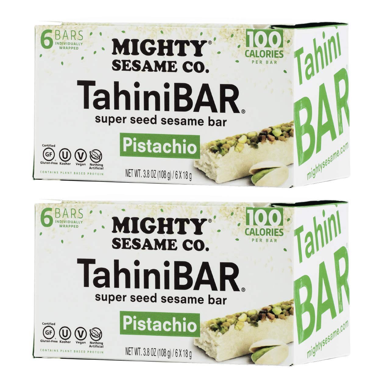 Mighty Sesame TahiniBars With Pistachio (2 Pack Total 12 Bars) 100 Calorie Ba…