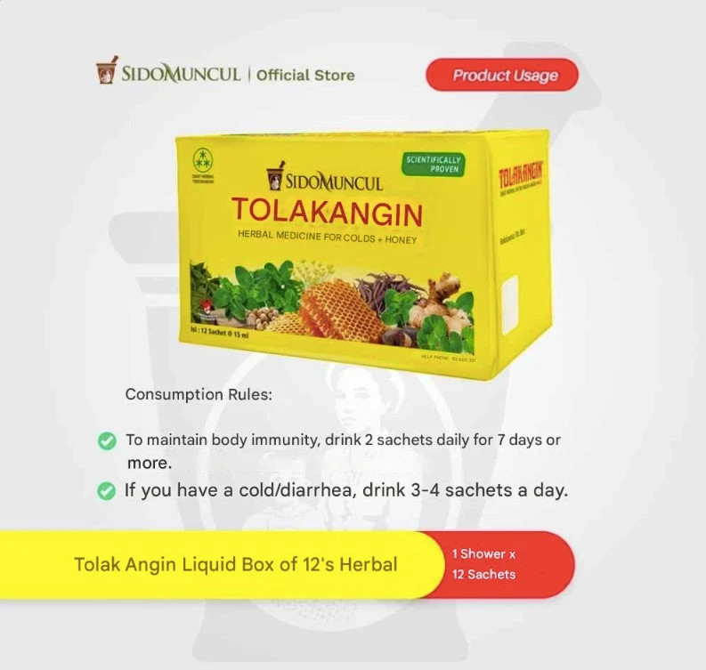 Tolak Angin Sido Muncul Supplement – Cough & Stamina Aid Drink for Cold & Travel