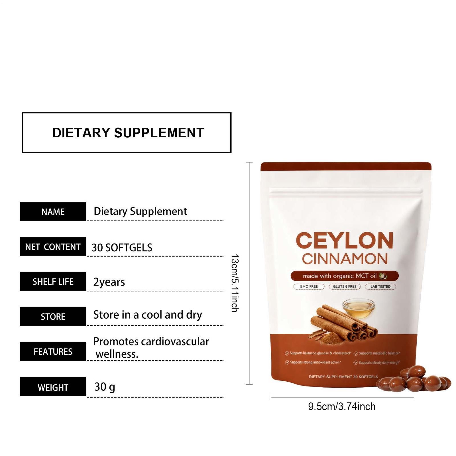 Ceylon Cinnamon Softgels, Ceylon Cinnamon Soft Gels 7200Mg Equivalent Premium