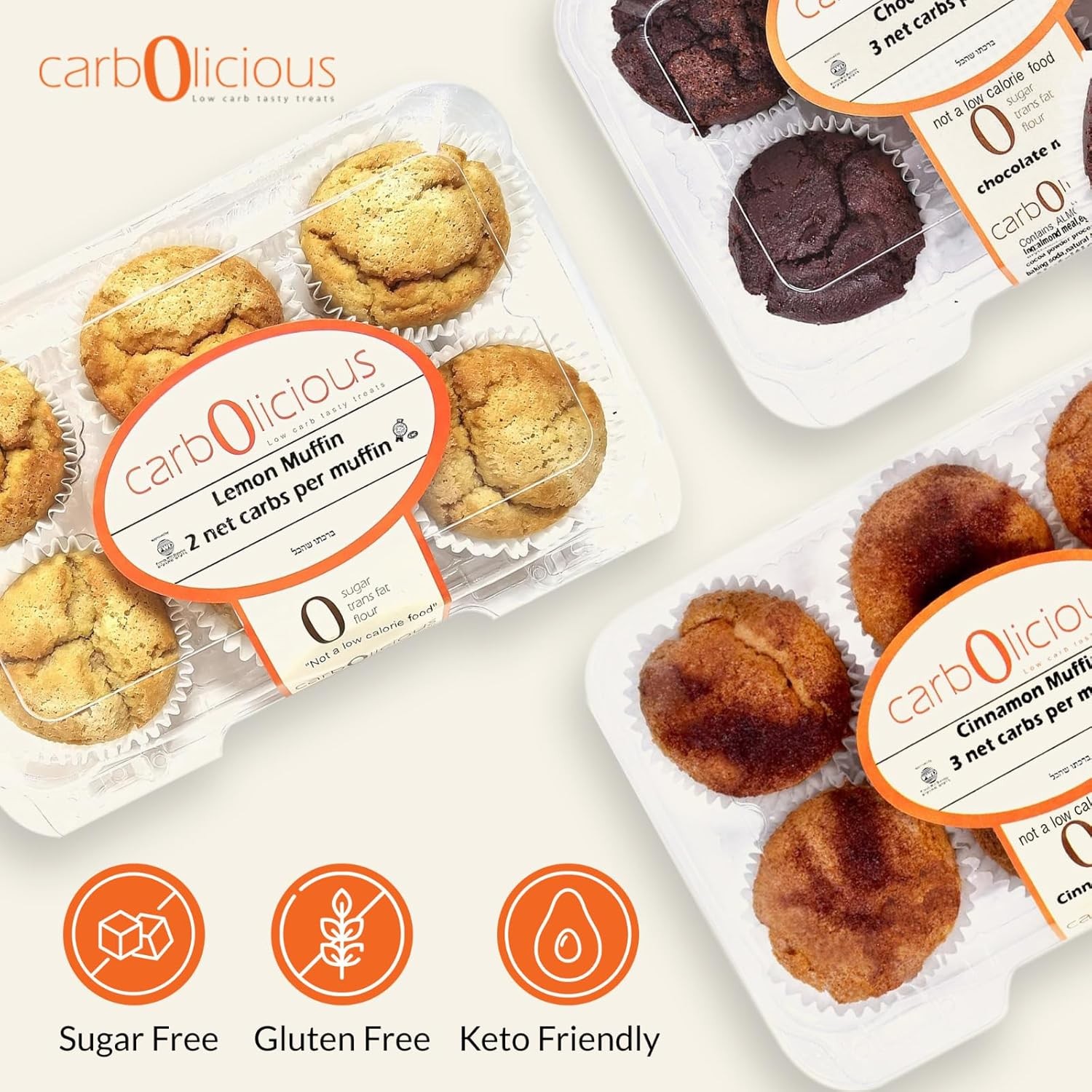 Carbolicious Low Carb Chocolate Muffins 6 Pcs (1-Pack) Sugar free, Keto Friendly