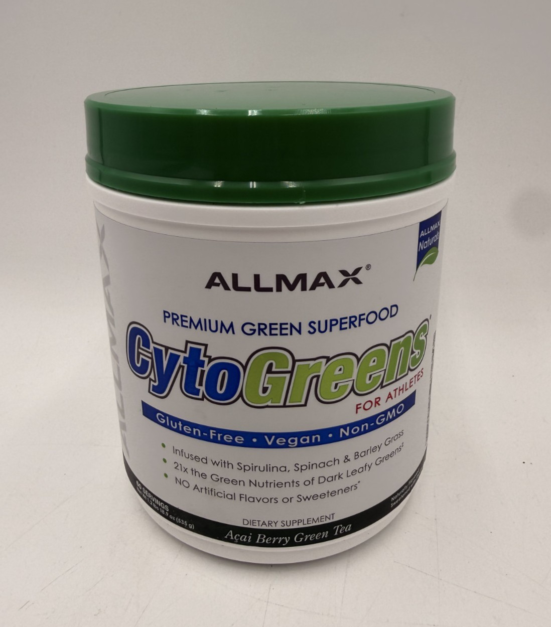 ALLMAX Naturals CytoGreens Super Greens, Acai Berry Green Tea, 1.2lbs EXP: 10/28