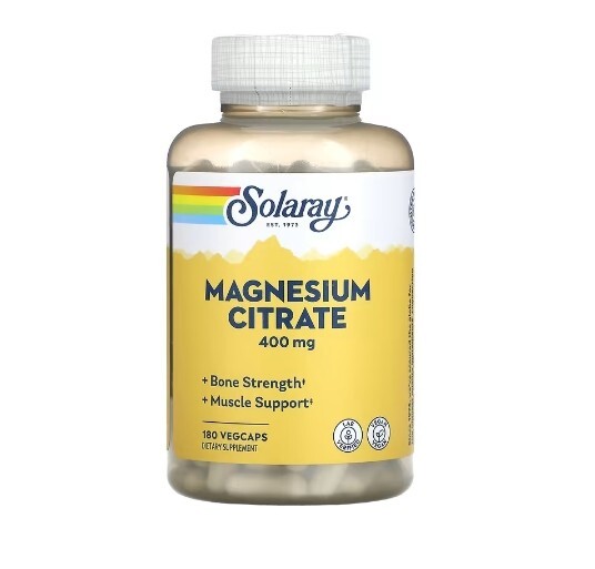 Magnesium Citrate, 133 mg (400 mg per serving), 180 VegCaps by Solaray